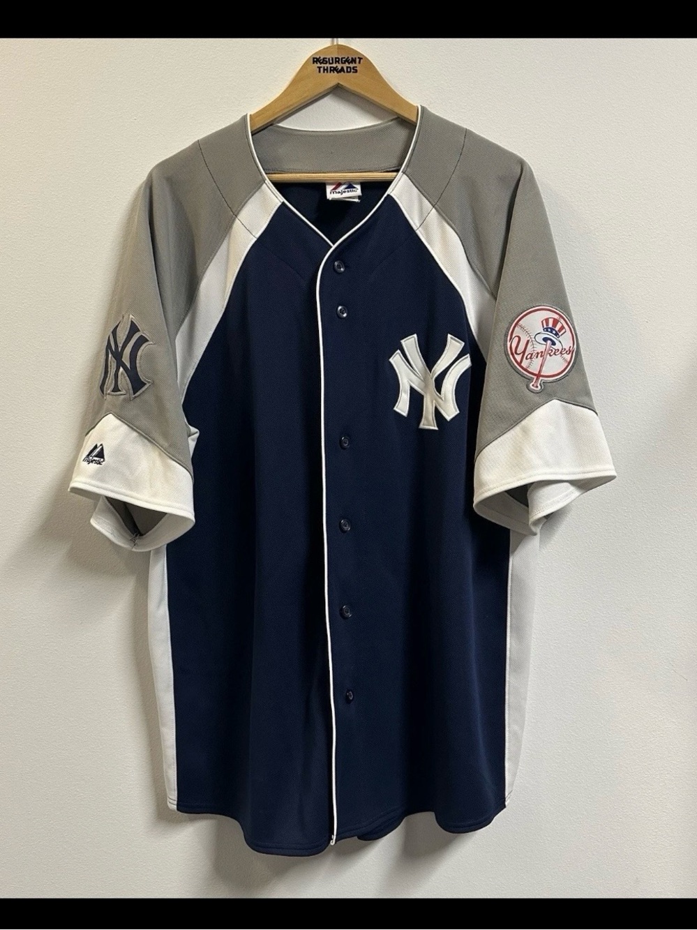 Y2K Majestic New York Yankees Alternate Jersey Blue Size 2XL